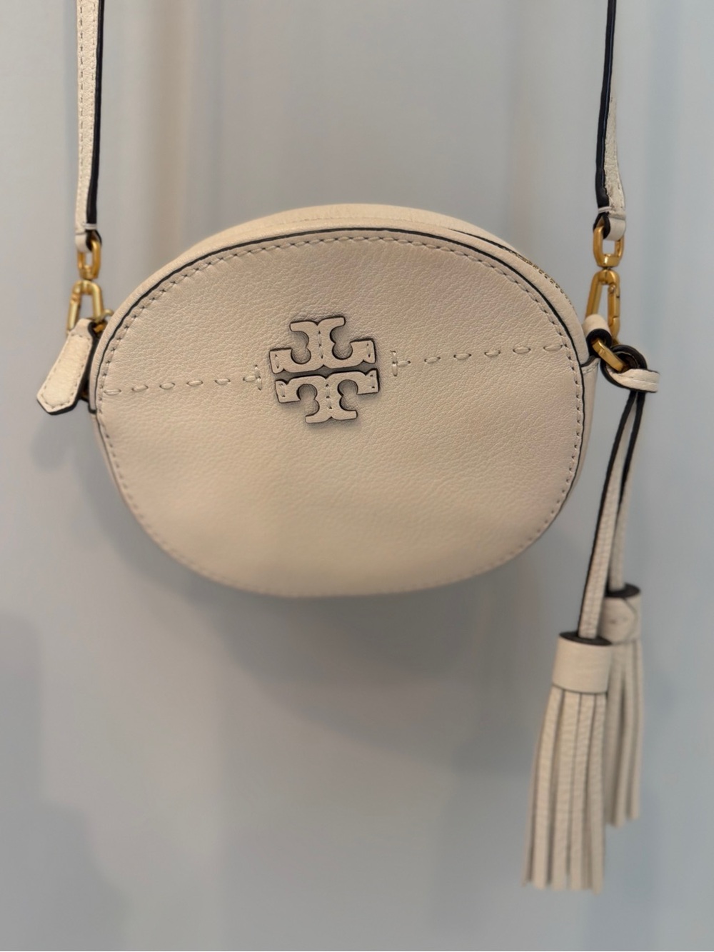 Tory Burch Cream Leather Crossbody Bag